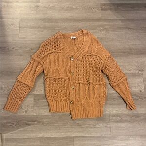 She + Sky Tan Knit oversized Button Sweater Cardigen